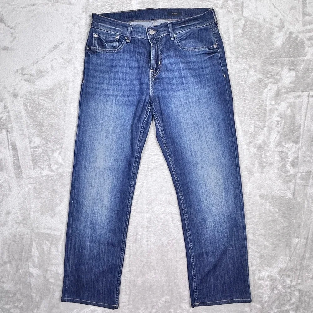 7 For All Mankind Slimmy Jeans Mens 33x28 Blue Straight Leg Japanese‎ Fabric